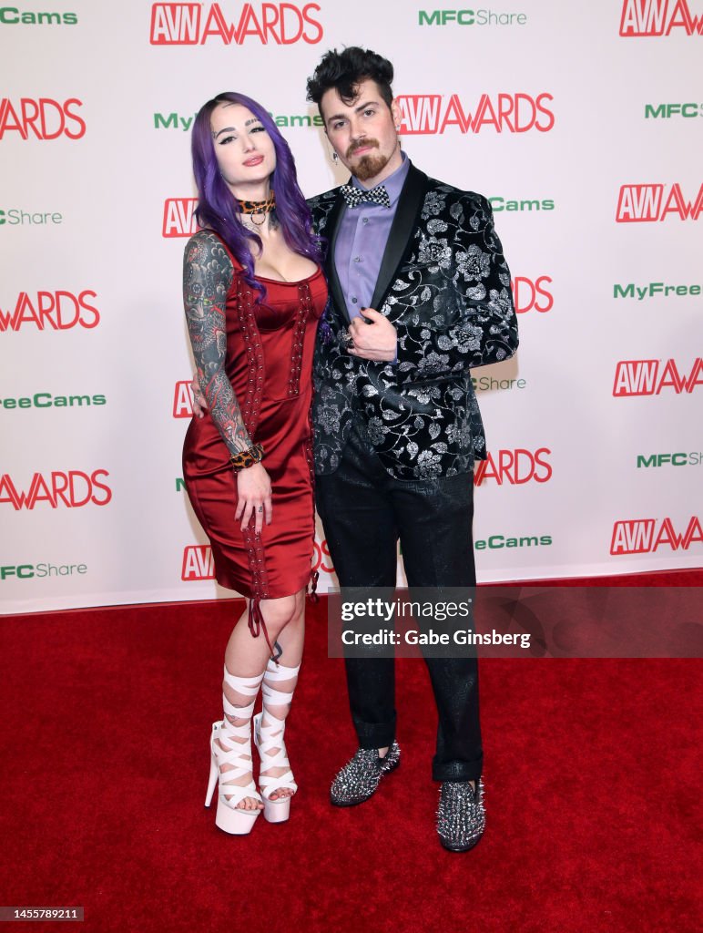 Valerica Steele and Logan Xander attend the 2023 Adult Video News