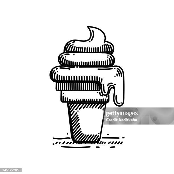 ice cream line icon, sketch design, pixel perfect, editable stroke. - vanilla bean stock illustrations