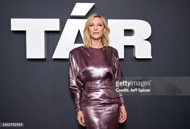 Cate Blanchett attends the Universal Pictures and Focus Features UK Premiere of "TÁR" at Picturehouse Central on January 11, 2023 in London, England.