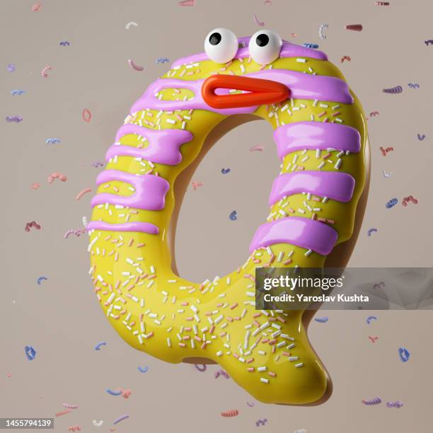 donut  characters alphabet 3d illustration - fictional being stock pictures, royalty-free photos & images