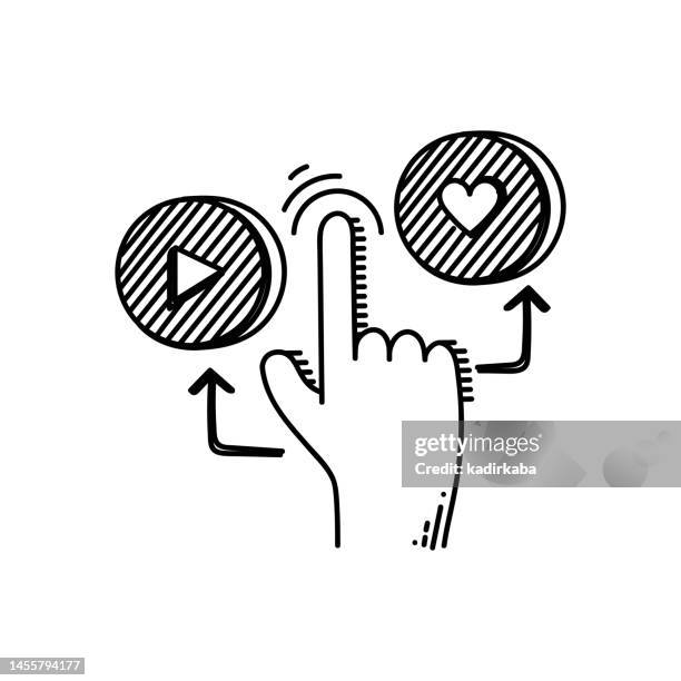 interactive line icon, sketch design, pixel perfect, editable stroke. - interactive television stock illustrations