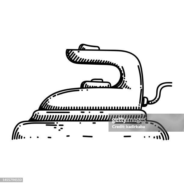 iron appliance line symbol, skizzendesign, pixel perfekt, bearbeitbarer strich. wäscherei, reinigung, häusliches leben. - fridge line art stock-grafiken, -clipart, -cartoons und -symbole