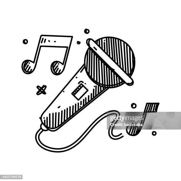 karaoke line icon, sketch design, pixel perfect, editable stroke. music, singer, dance. - singer icon stock illustrations