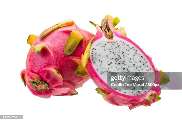 close-up of pitaya over white background,arad,romania - röd pitahayafrukt bildbanksfoton och bilder