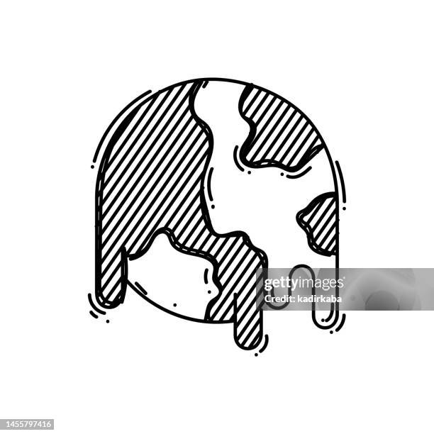 melting line icon, sketch design, pixel perfect, editable stroke. global warming. - storm clearing stock illustrations