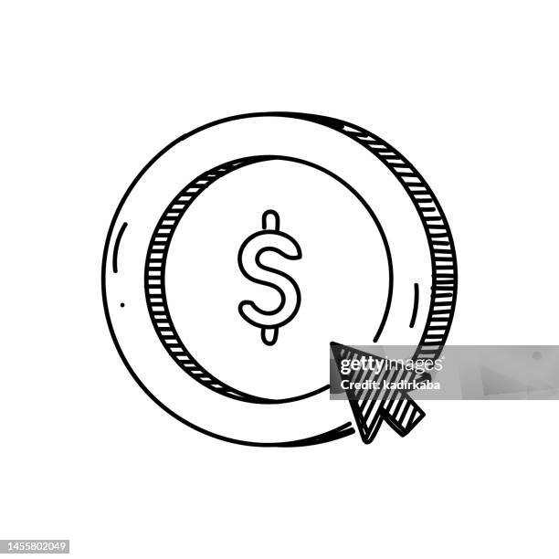 pay per click line icon, sketch design, pixel perfect, editable stroke. money, e-commerce, marketing. - online advertising stock illustrations