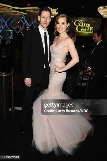 70th ANNUAL GOLDEN GLOBE AWARDS -- Pictured: Actors Darren Le Gallo and Amy Adams at the 70th Annual Golden Globe Awards held at the Beverly Hilton...