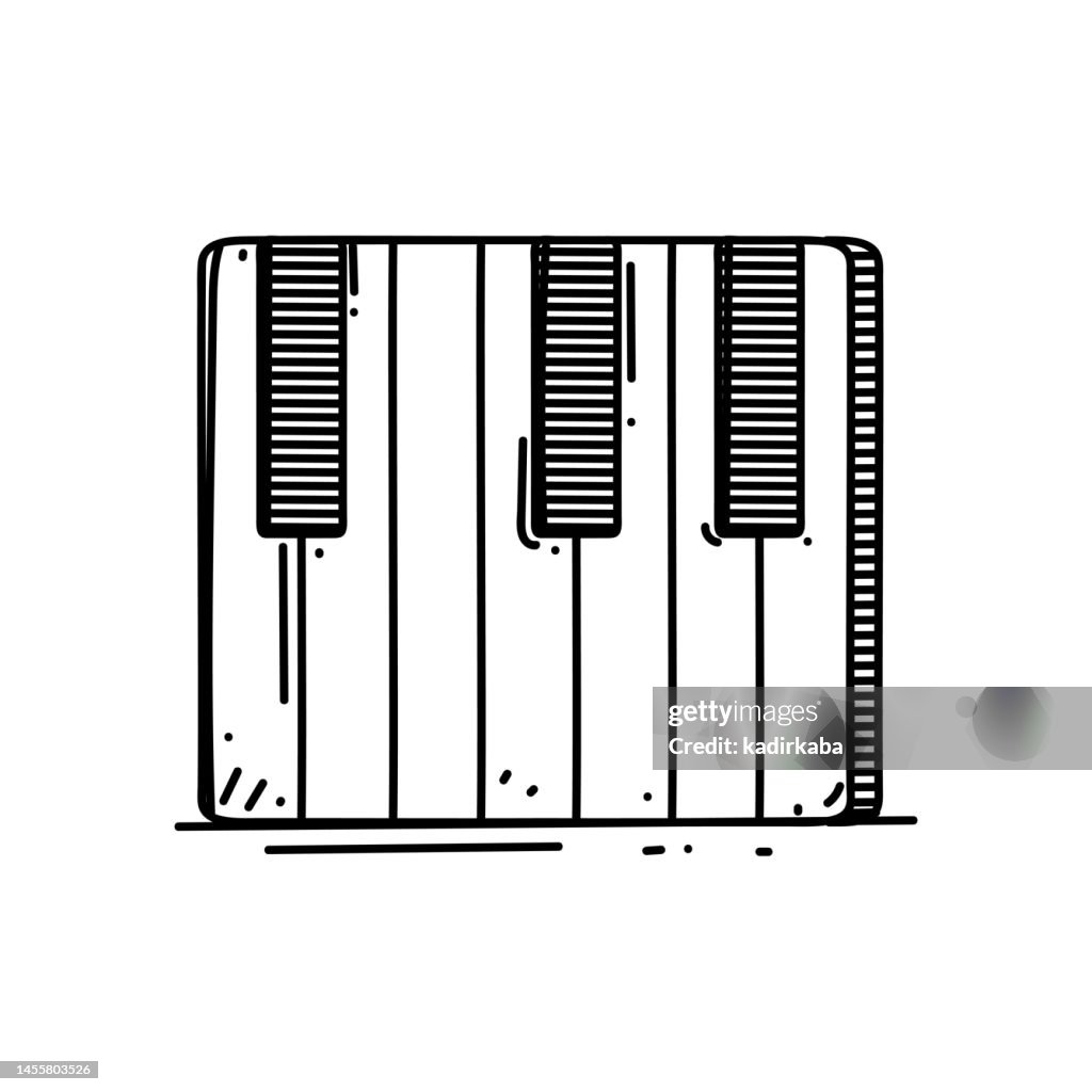 Piano Keyboard Line icon, Sketch Design, Pixel perfect, Editable stroke. Music, Concert, Classical Music.