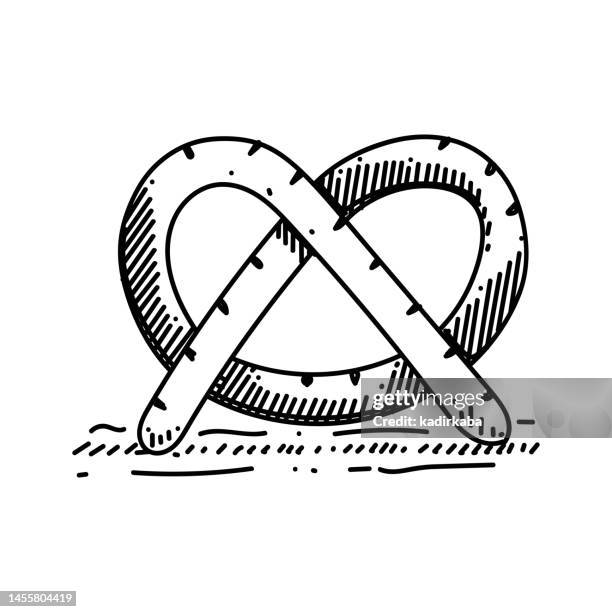 pretzel line icon, sketch design, pixel perfect, editable stroke. bakery. - soft pretzel stock illustrations