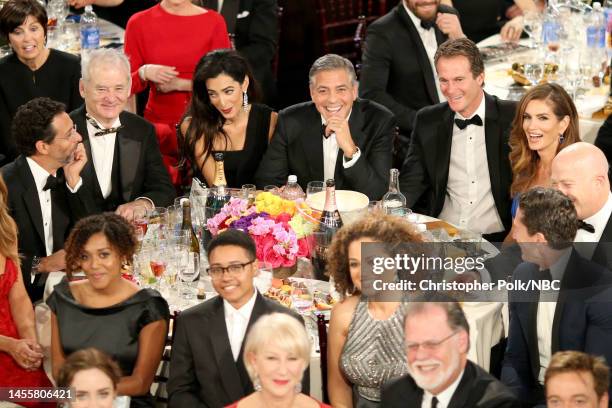 72nd ANNUAL GOLDEN GLOBE AWARDS -- Pictured: Producer Grant Heslov, actor Bill Murray, attorney Amal Clooney, honoree George Clooney, businessman...