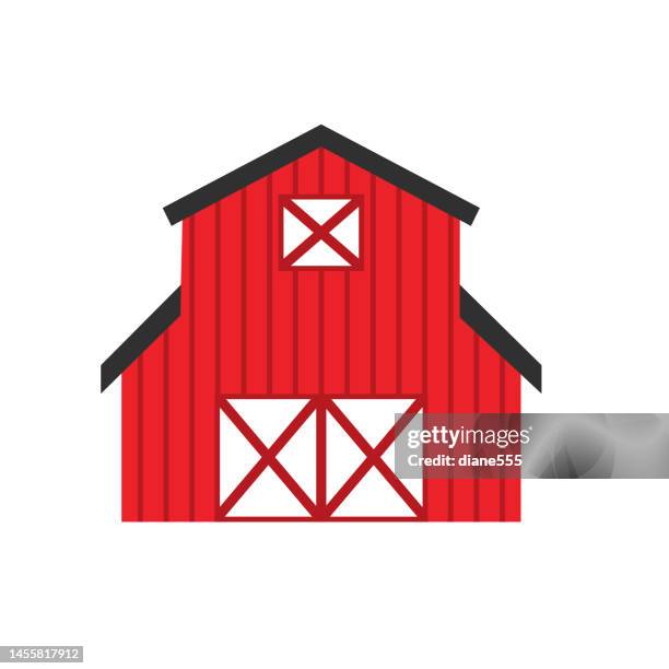 barn agriculture icon in flat colors on a transparent background - barn stock illustrations