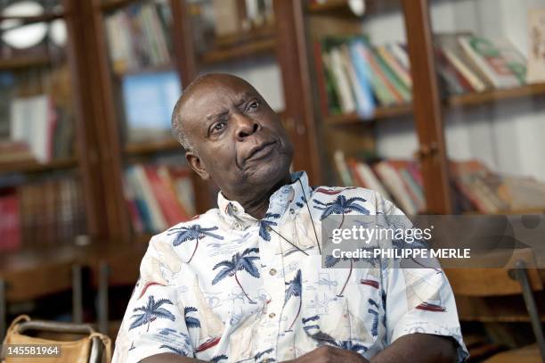 Congolese chemist and novelist Emmanuel Dongala poses on June 1, 2012 in Lyon. Dongala is the author of a number of award-winning novels including...