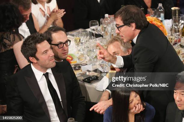 71st ANNUAL GOLDEN GLOBE AWARDS -- Pictured: Actor Ben Affleck and director David O. Russell attend the 71st Annual Golden Globe Awards held at the...