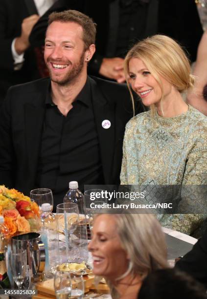 71st ANNUAL GOLDEN GLOBE AWARDS -- Pictured: Singer Chris Martin and actress Gwyneth Paltrow at the 71st Annual Golden Globe Awards held at the...