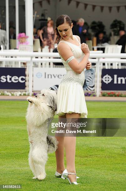 Britain's Got Talent winners Pudsey the dog and Ashleigh Butler attend Investec Derby Day at the Investec Derby Festival, the first official event of...