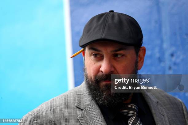 Senior Football Advisor and Offensive Line Coach Matt Patricia of the New England Patriots walks to the stadium prior to a game against the Buffalo...