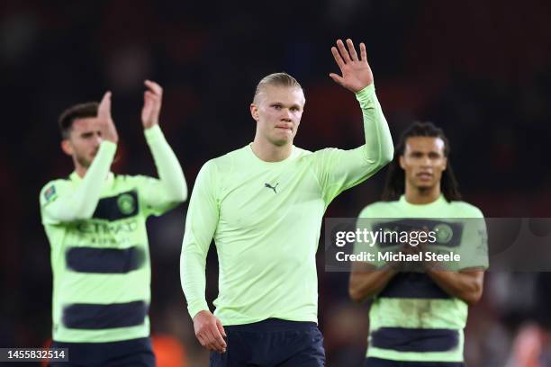 Erling Haaland of Manchester City looks dejected after the Carabao Cup Quarter Final match between Southampton and Manchester City at St Mary's...