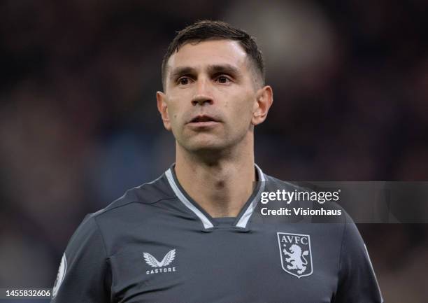 Aston Villa goalkeeper Emiliano Martinez during the Premier League match between Aston Villa and Wolverhampton Wanderers at Villa Park on January 4,...