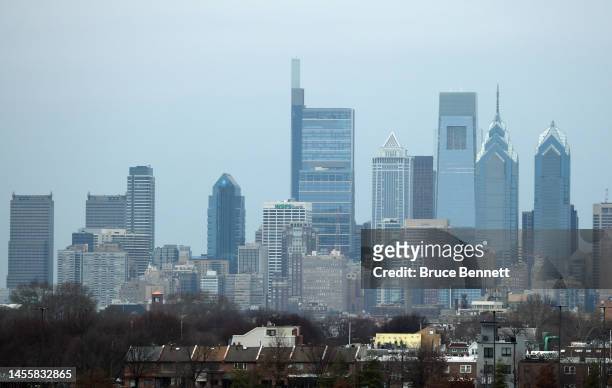 Scenic view of Philadelphia prior to the game between the Philadelphia Flyers and the Washington Capitals at the Wells Fargo Center on January 11,...