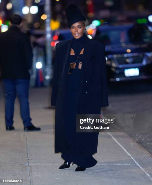 Janelle Monae arrives at "The Late Show with Stephen Colbert" on January 11, 2023 in New York City.