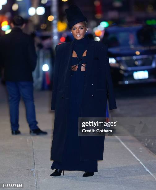 Janelle Monae arrives at "The Late Show with Stephen Colbert" on January 11, 2023 in New York City.