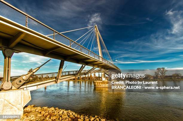 bridge over river with blue sky - brancaleoni stock pictures, royalty-free photos & images