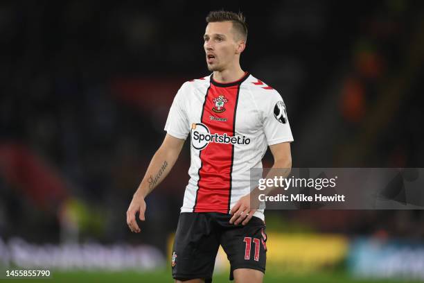 Debutant Mislav Orsic of Southampton looks on during the Carabao Cup Quarter Final match between Southampton v Manchester City at St Mary's Stadium...