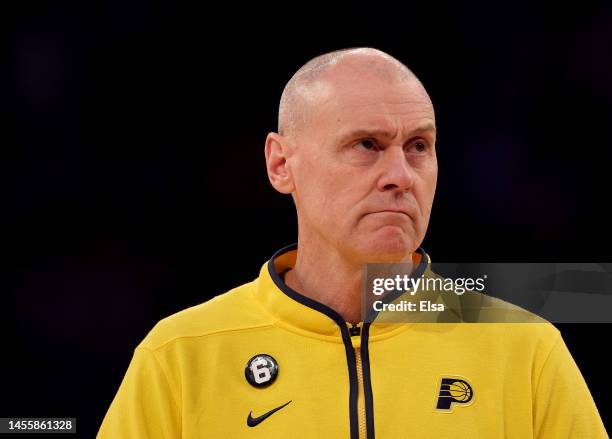 Head coach Rick Carlisle of the Indiana Pacers looks on in the first quarter against the New York Knicks at Madison Square Garden on January 11, 2023...