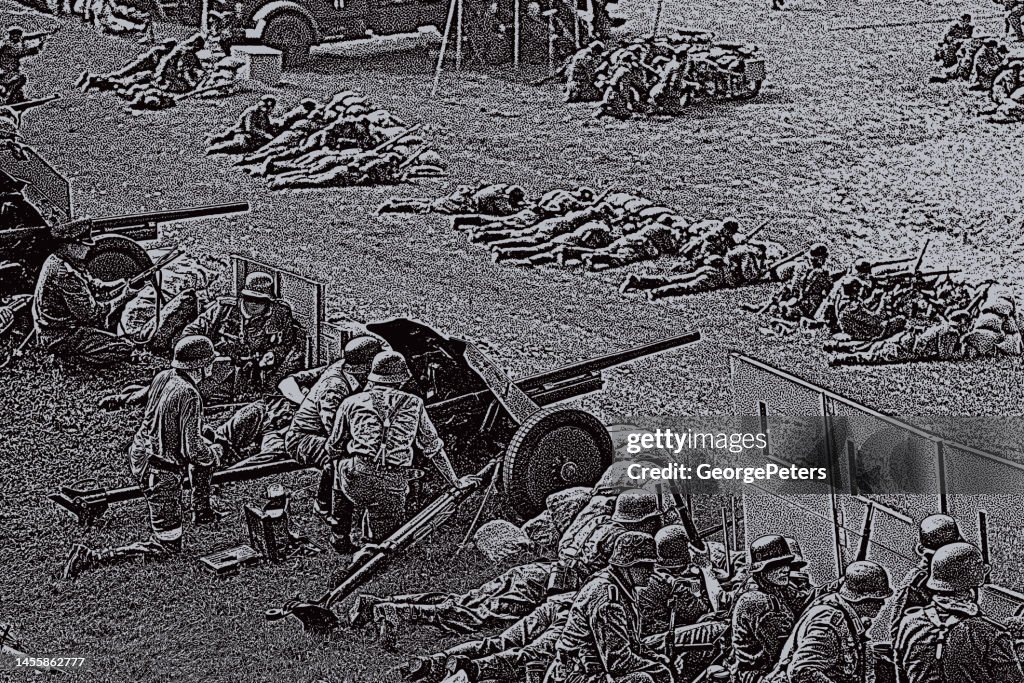 Batalla De La Segunda Guerra Mundial Con Soldados Alemanes Ilustración de  stock - Getty Images
