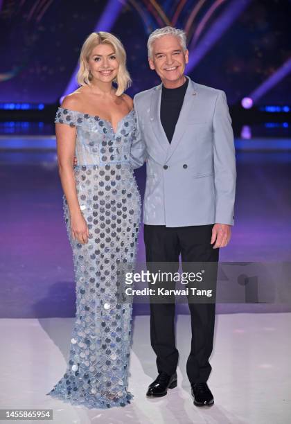 Holly Willoughby and Phillip Schofield attend the "Dancing On Ice" Series 15 Photocall at ITV Studios on January 11, 2023 in Bovingdon, England.