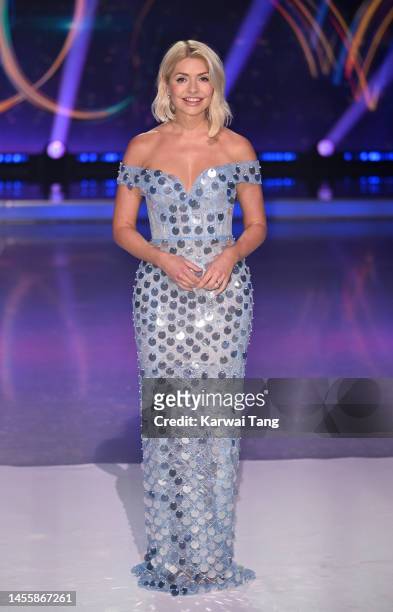 Holly Willoughbyattends the "Dancing On Ice" Series 15 Photocall at ITV Studios on January 11, 2023 in Bovingdon, England.