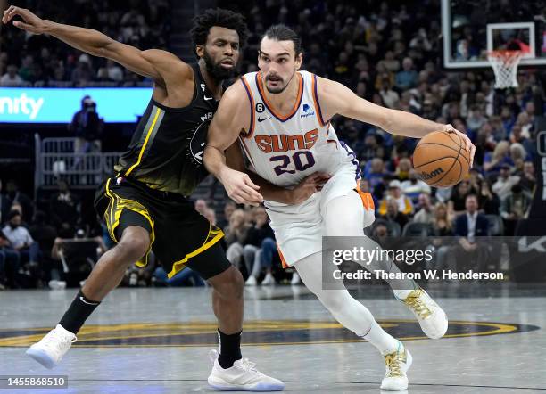 Phoenix Suns' Dario Saric poses for a photo during an NBA