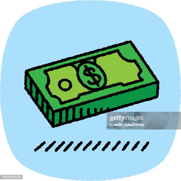 dollar bill stack doodle 7 - lottery drawing stock illustrations