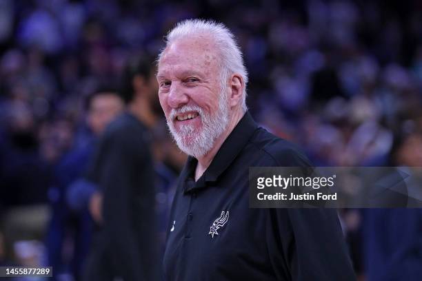 Head Coach Gregg Popovich of the San Antonio Spurs after the game against the Memphis Grizzlies at FedExForum on January 11, 2023 in Memphis,...