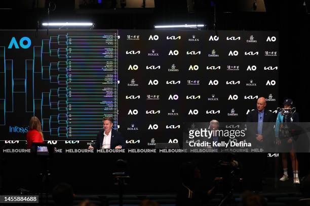 General view during the official draw is seen ahead of the 2023 Australian Open at Melbourne Park on January 12, 2023 in Melbourne, Australia.
