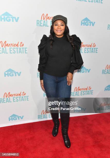 Trina Braxton attends the season 2 screening of HGTV's "Married To Real Estate" at MODEx Studios on January 11, 2023 in Atlanta, Georgia.