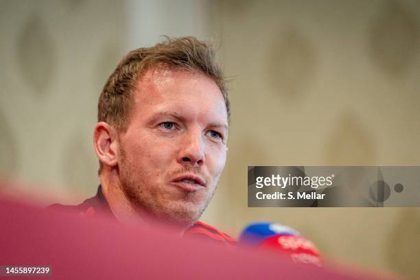 Head coach Julian Nagelsmann of FC Bayern Muenchen at a press conference on January 09, 2023 in Doha, Qatar.