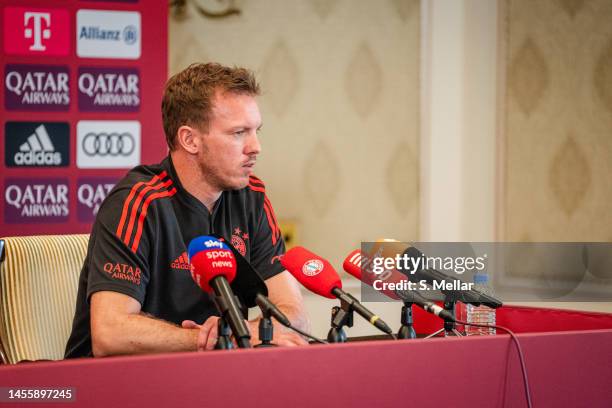 Head coach Julian Nagelsmann of FC Bayern Muenchen at a press conference on January 09, 2023 in Doha, Qatar.