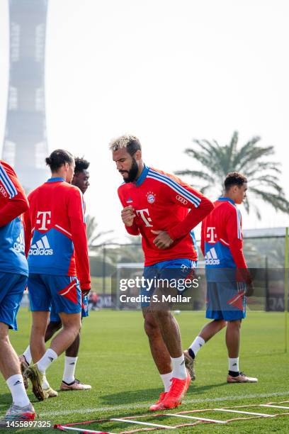 Eric Maxim Choupo-Moting of FC Bayern Muenchen during a training session on January 11, 2023 in Doha, Qatar.