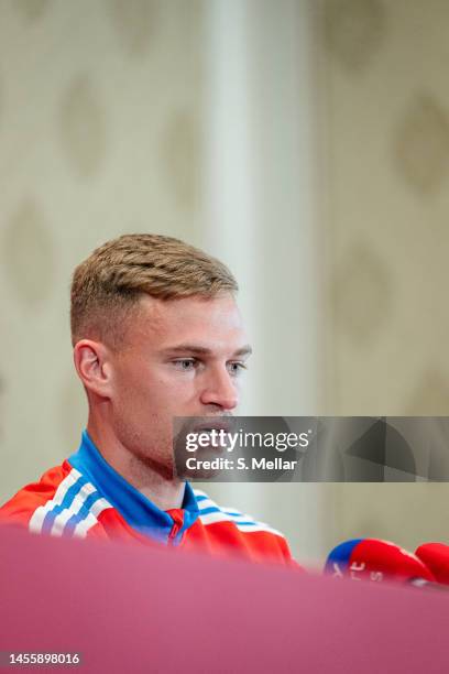 Joshua Kimmich of FC Bayern Muenchen at a press conference on January 11, 2023 in Doha, Qatar.