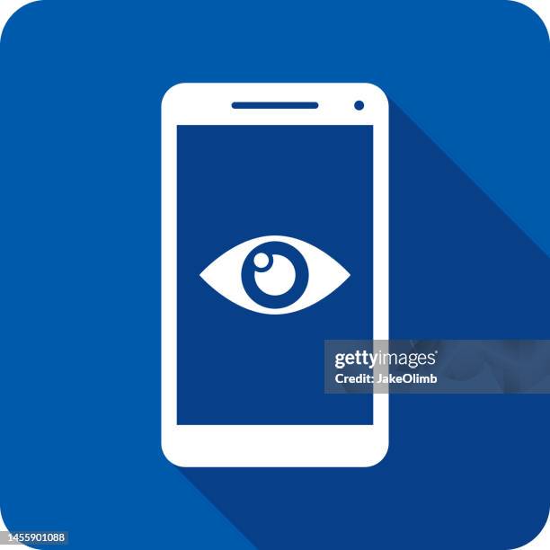 eye smartphone icon silhouette - neighborhood crime watch stock illustrations