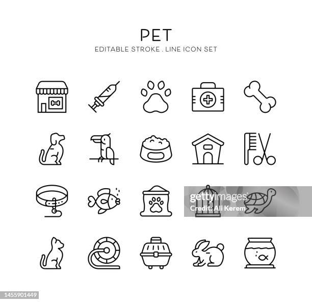 ilustrações, clipart, desenhos animados e ícones de animais de estimação, animais, cão, gato, ícones de alimentos para animais de estimação - loja de animais de estimação
