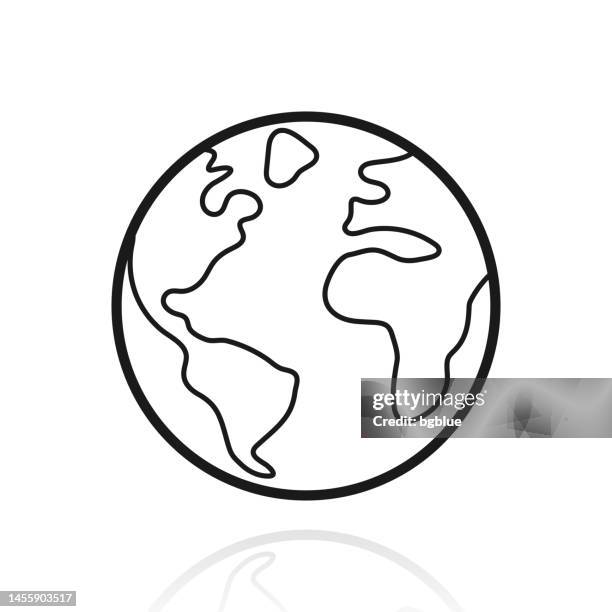 world - planet earth. icon with reflection on white background - tech ecosystem stock illustrations