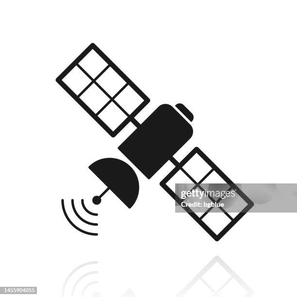 satellite. icon with reflection on white background - satellite surveillance stock illustrations