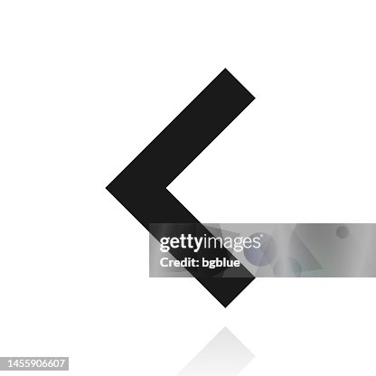 Chevron left. Icon with reflection on white background Chevron left. Icon with reflection on white background