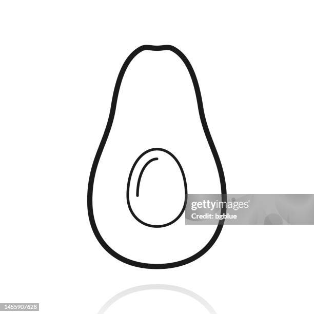avocado. icon with reflection on white background - avocado cut stock illustrations