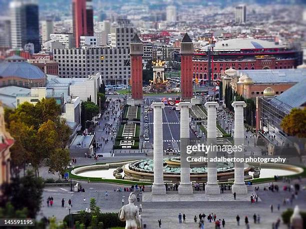 plaza de espana in barcelona - adalbertop stock pictures, royalty-free photos & images