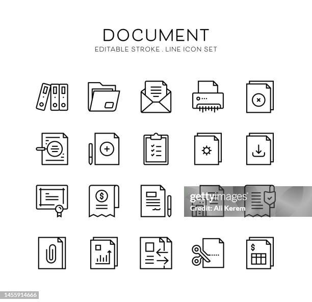 document, folder, mail, contract, report icons - contemporary documentaries stock illustrations