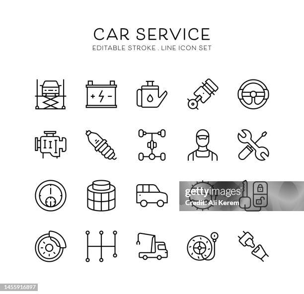 ilustraciones, imágenes clip art, dibujos animados e iconos de stock de servicio de coche, pistón, elevador de coche, motor de coche, mantenimiento, freno de disco, iconos de batería - mechanical drawing car