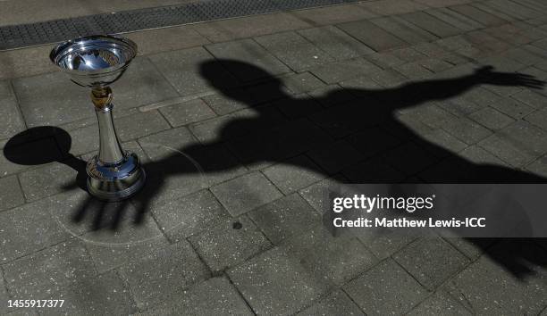 General view of the ICC Womens U19 T20 World Cup Trophy during the Captain's Photocall at Nelson Mandela Square prior to the ICC Women's U19 T20...